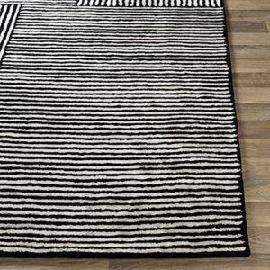 Mark&Day Area Rugs, 9x13 Lieveren Modern Black Area Rug Black White Carpet for Living Room, Bedroom or Kitchen (9' x 13')