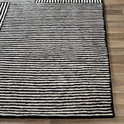 Mark&Day Area Rugs, 9x13 Lieveren Modern Black Area Rug Black White Carpet for Living Room, Bedroom or Kitchen (9' x 13')