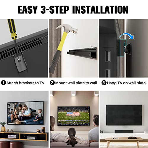 AENTGIU Studless TV Wall Mount, Heavy Duty Drywall TV Bracket Hanger for 32-75 inch Flat Screen TVs, No Stud, No Drill, No Anchors, Easy Install with All Hardware Included