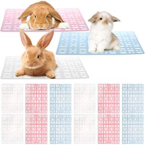 lyellfe 12 pack plastic rabbit cage mat, durable rabbit floor mat with snap joint, foot resting pads in assorted color, mats feet pads for pet cats dogs bunny