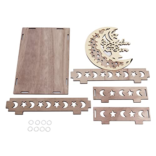 Wooden Eid Mubarak Boxwood Dessert Tray, Ramadan Kareem Moon Star Shape Tray, Holding Plate Party Serving Tableware with Eid Decoration for Dining Table