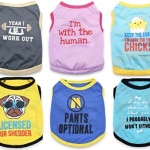 DroolingDog 6 Pieces Small Puppy T Shirt for Boy Dog Clothes Girl Puppy Shirts Breathable T-Shirt for Small Dogs Girls Boys Chihuahua Clothes Yorkie Tshirts