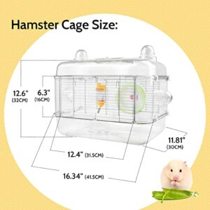 PUPPIFUN Large Transparent Hamster Cage, Connectable and Expandable Hamster Habitat, Includes Exercise Wheel, Food Dish, Water Bottle and 15 Pcs DIY Tunnel for Small Syrian Hamster