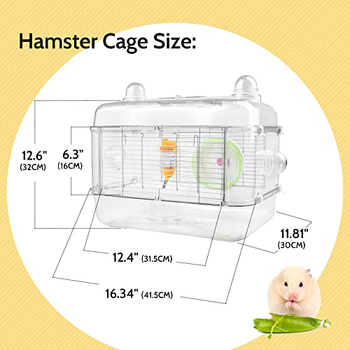 PUPPIFUN Large Transparent Hamster Cage, Connectable and Expandable Hamster Habitat, Includes Exercise Wheel, Food Dish, Water Bottle and 15 Pcs DIY Tunnel for Small Syrian Hamster