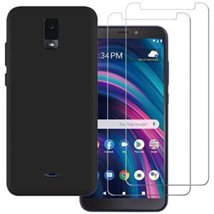 ansxder ultra-thin slim fit tpu case for blu view 3 b140dl phone + 2 pack tempered glass screen protector