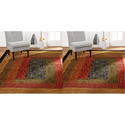 Home Dynamix Royalty Vega Contemporary Geometric Area Rug, Black/Brown, 7'8"x10'4" & Royalty Vega Contemporary Geometric Runner Area Rug, Black/Beige