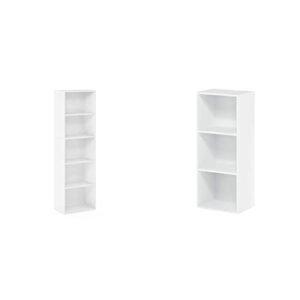 furinno luder bookcase/book/storage, 5-tier, white & luder bookcase/book/storage, 3-tier, white