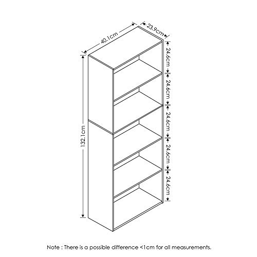 Furinno Luder Bookcase/Book/Storage, 5-Tier, White & Luder Bookcase/Book/Storage, 3-Tier, White