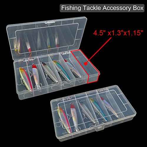 Vidifor 2 Pack 6 Grids Tackle Box Organizer Mascara Brushes Container Fishing Tackle Tray Box Plastic Storage Organizer Container for Crafts, Beads Earrings, Screws, Nail, Pins