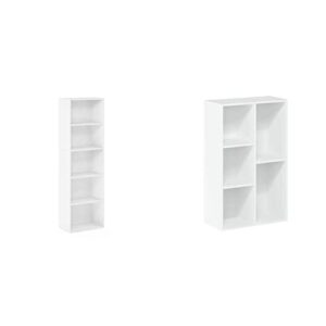 furinno luder bookcase/book/storage, 5-tier, white & luder bookcase/book/storage, 5-cube, white