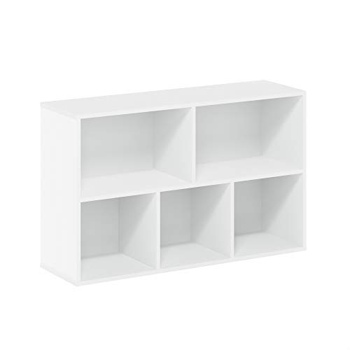 Furinno Luder Bookcase/Book/Storage, 5-Tier, White & Luder Bookcase/Book/Storage, 5-Cube, White