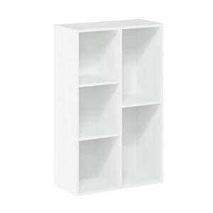 Furinno Luder Bookcase/Book/Storage, 5-Tier, White & Luder Bookcase/Book/Storage, 5-Cube, White