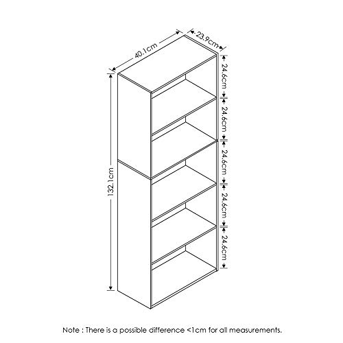 Furinno Luder Bookcase/Book/Storage, 5-Tier, White & Luder Bookcase/Book/Storage, 5-Cube, White
