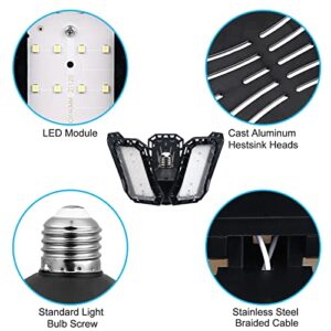 LIGHTSTARTER 1 Pack LED Garage Light 120W Led Shop Light 12000LM 6500K Garage Lights Ceiling Led with 5+1 Deformable Ultra Bright Panel for Garage, Workshop E26/E27 Compatible (1 Pack-120W)