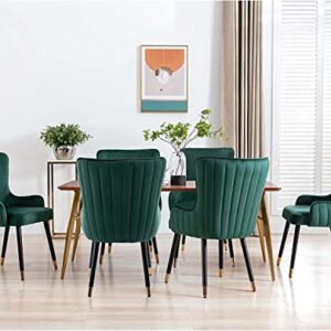 Guyou Velvet Dining Chairs Set of 8 Upholstered Kitchen Chairs, Accent Guest Chair Wingback Dining Room Chair Side Chair with Quilting Back and Gold Legs for Living Room Vanity (Emerald Green, 8 pcs)