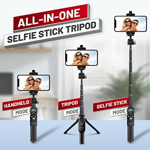 PhotoMate 48 Inch Selfie Stick Tripod with Remote for iPhone 14, 13, 12, 11, Max, Pro, Android - Mini Portable Cell Phone Stand