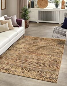 unique loom saturn collection area rug - relay (rectangular 7' 10" x 10' 0", beige/gray)