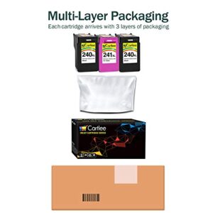 Cartlee 3 Remanufactured High Yield Ink Cartridge Replacement for PG-240XL 240 XL CL-241XL 241 XL PIXMA MX472 MX452 MG3220 MG3520 MX432 MX439 MX512 MG2120 MG3600 MX459 MG3620 MX479 (2 Black, 1 Color)