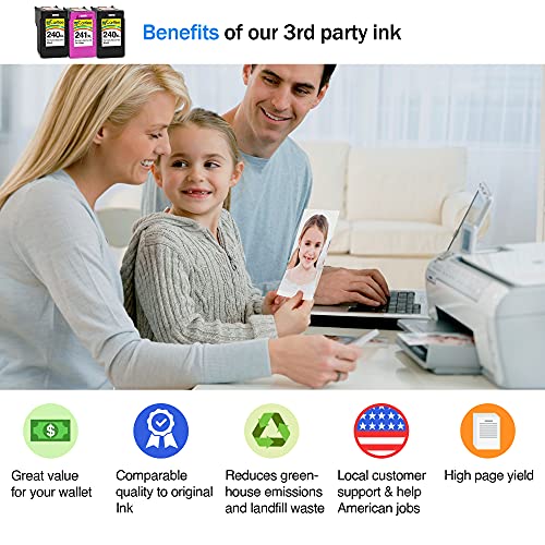 Cartlee 3 Remanufactured High Yield Ink Cartridge Replacement for PG-240XL 240 XL CL-241XL 241 XL PIXMA MX472 MX452 MG3220 MG3520 MX432 MX439 MX512 MG2120 MG3600 MX459 MG3620 MX479 (2 Black, 1 Color)