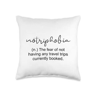 gift ideas for world traveler and digital nomads notriphobia definition wanderlust digital nomad world travel throw pillow, 16x16, multicolor