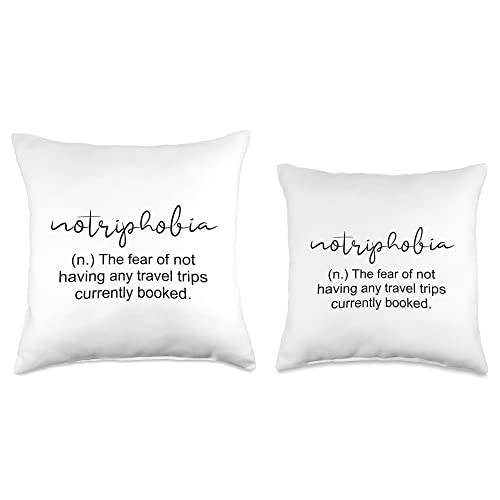 Gift Ideas for World Traveler and Digital Nomads Notriphobia Definition Wanderlust Digital Nomad World Travel Throw Pillow, 16x16, Multicolor