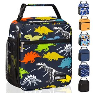 buringer homespon reusable lunch bag insulated lunch box bento cooler tote with front pocket for office/outdoor (color dinosaurs)