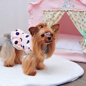 MSNFOASM 2Pcs-Pet Dog Elastic Soft Dress,Cute Polka Dots Lace Skirt for Small Dogs Cats（White&Pink S）