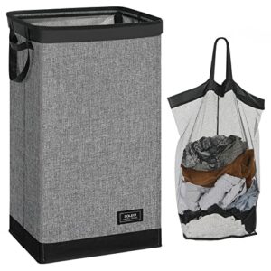 soledi laundry hamper 100l large & tall collapsible laundry basket, clothes hamper with bag removable for clothe and toys storage, grey dirty hampers for bedroom, bathroom, dorm, college