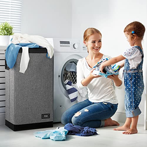 SOLEDI Laundry Hamper 100L Large & Tall Collapsible Laundry Basket, Clothes Hamper with Bag Removable for Clothe and Toys Storage, Grey Dirty Hampers for Bedroom, Bathroom, Dorm, College