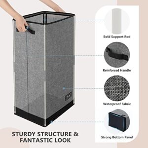 SOLEDI Laundry Hamper 100L Large & Tall Collapsible Laundry Basket, Clothes Hamper with Bag Removable for Clothe and Toys Storage, Grey Dirty Hampers for Bedroom, Bathroom, Dorm, College