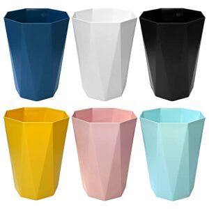 doteon 6pcs trash can wastebasket plastic 2.6 gallon garbage can container rubbish trash bin paper basket office organizer for bedroom office bathroom,10litre-6 colors