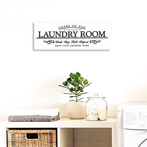 Gifhunter Laundry Room Decor With Wash Dry Fold Repeat Laundry Sign for Laundry Room Décor, Rustic Family Farmhouse Laundry Room Wall Decor Wall Sign Laundry Rules Hanging Prints for Laundry Room