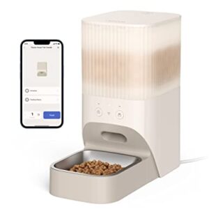 Nooie Pet Feeder, Smart Automatic Cat Feeder, 2.4GHz Wi-Fi, 3.8L Dry Food Dispenser, Portion Control, Low Food Detection, Real-Time Alerts, Clog-Free, Stainless-Steel Bowl, Suitable for Small Dogs