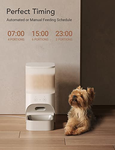 Nooie Pet Feeder, Smart Automatic Cat Feeder, 2.4GHz Wi-Fi, 3.8L Dry Food Dispenser, Portion Control, Low Food Detection, Real-Time Alerts, Clog-Free, Stainless-Steel Bowl, Suitable for Small Dogs