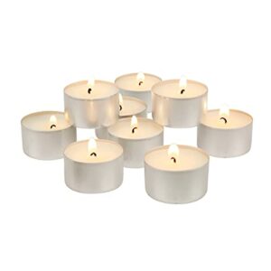 Stonebriar Long Burning Tea Light Candles, 6 to 7 Hour Extended Burn Time, White, Unscented, Bulk 200-Pack (SM-TL200) & 35 Hour Long Burning Unscented Pillar Candles, 3x4, Ivory