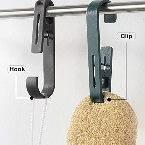 SCINNUL Clothes Pin Clip Hook Multi-Function Bathroom Curtain Clips Hangers, 8 Packs