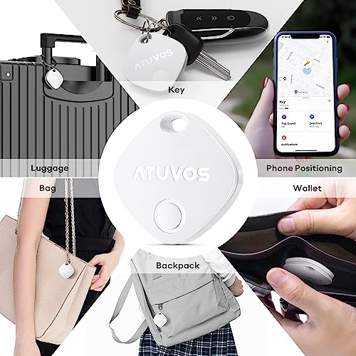 ATUVOS Luggage Tracker, Key Finder, Smart Bluetooth Tracker Pairs with Apple Find My (iOS Only), Item Locator for Bags, Wallets, Keys, Waterproof IP67, Anti-Lost 2 Pack