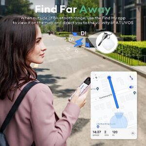 ATUVOS Luggage Tracker, Key Finder, Smart Bluetooth Tracker Pairs with Apple Find My (iOS Only), Item Locator for Bags, Wallets, Keys, Waterproof IP67, Anti-Lost 2 Pack