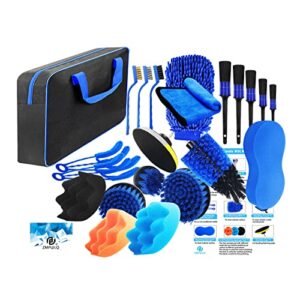 PL ZMPWLQ 22 pcs Car-Cleaning-Tool-Set Auto-Detail-Brush-Kit Car-Detailing-Brushes-Set Cleaning Car Kit Wash Brush Cleaning Tools Kit for Vehicles Inside & Outside Blue Car Detailing Brush Drill Brush