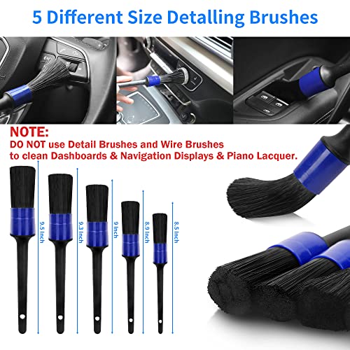 PL ZMPWLQ 22 pcs Car-Cleaning-Tool-Set Auto-Detail-Brush-Kit Car-Detailing-Brushes-Set Cleaning Car Kit Wash Brush Cleaning Tools Kit for Vehicles Inside & Outside Blue Car Detailing Brush Drill Brush