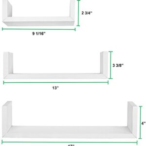 Greenco 5 Tier Wall Mount Corner Shelves Gray Finish & Set of 3 Floating “U” Shelves, Easy-to-Assemble Floating Wall Mount Shelves for Bedrooms and Living Rooms, White Finish