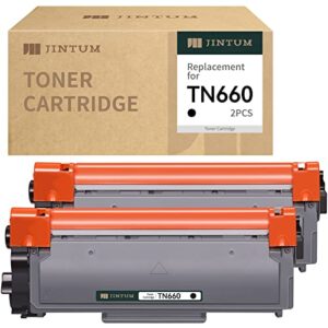 jintum compatible tn660 toner cartridge replacement for brother tn660 tn-660 tn630 high yield toner for brother hl-l2380dw dcp-l2540dw mfc-l2700dw hl-l2340dw mfc-l2740dw hl-l2360dw hl-l2320d (2 pack)