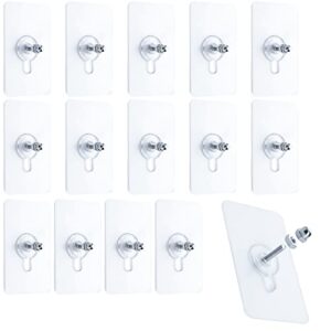 aiex 15pcs adhesive wall screws hanging nails, no-drilling waterproof screw free stickers for hanging no-trace heavy-duty adhesive wall mount screw hooks for kitchen bathroom bedroom living room