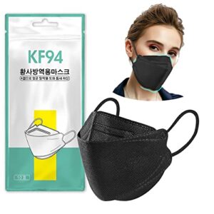 sense fv kf94 disposable for adult 4-ply breathable 3d mouth shields filter full face cover (50pcs, black)