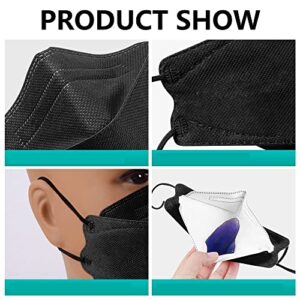 SENSE FV KF94 Disposable For Adult 4-Ply Breathable 3D Mouth Shields Filter Full Face Cover (50PCS, Black)