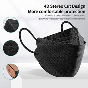 SENSE FV KF94 Disposable For Adult 4-Ply Breathable 3D Mouth Shields Filter Full Face Cover (50PCS, Black)