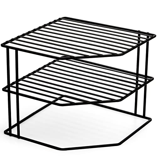 Frcctre 3-Tier Kitchen Corner Shelf Rack Counter and Cabinet Organizer, 9x9x7.5 Inch Metal Wire Kitchen Counter Pantry Cabinet Organizer and Storage Shelf for Plates, Cups, Dishes