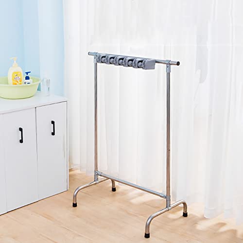 Broom And Mop Rack,Floor Standing Cleaning Tool Cart,Broom Holder Organizer Movable Closet Storage Cabinet Stainless Steel Storage Rack Durable Storage,for Garages, Hotels, Schools, Restaurants, Etc