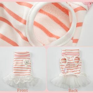 MSNFOASM Pet Dog Pink Stripe Dog Dress,Dog Tutu Lace Skirt Wedding Dress for Small Girl Dogs Cats（Pink Stripe M）