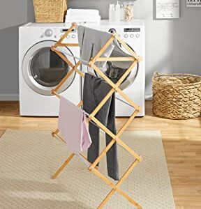 Deahun Mainstays Space-Saving Collapsible Bamboo Laundry Drying Rack